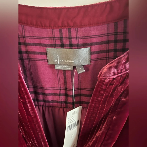 Anthropologie Melody Velvet Tunic Dress in Rasberry - Picture 4 of 5